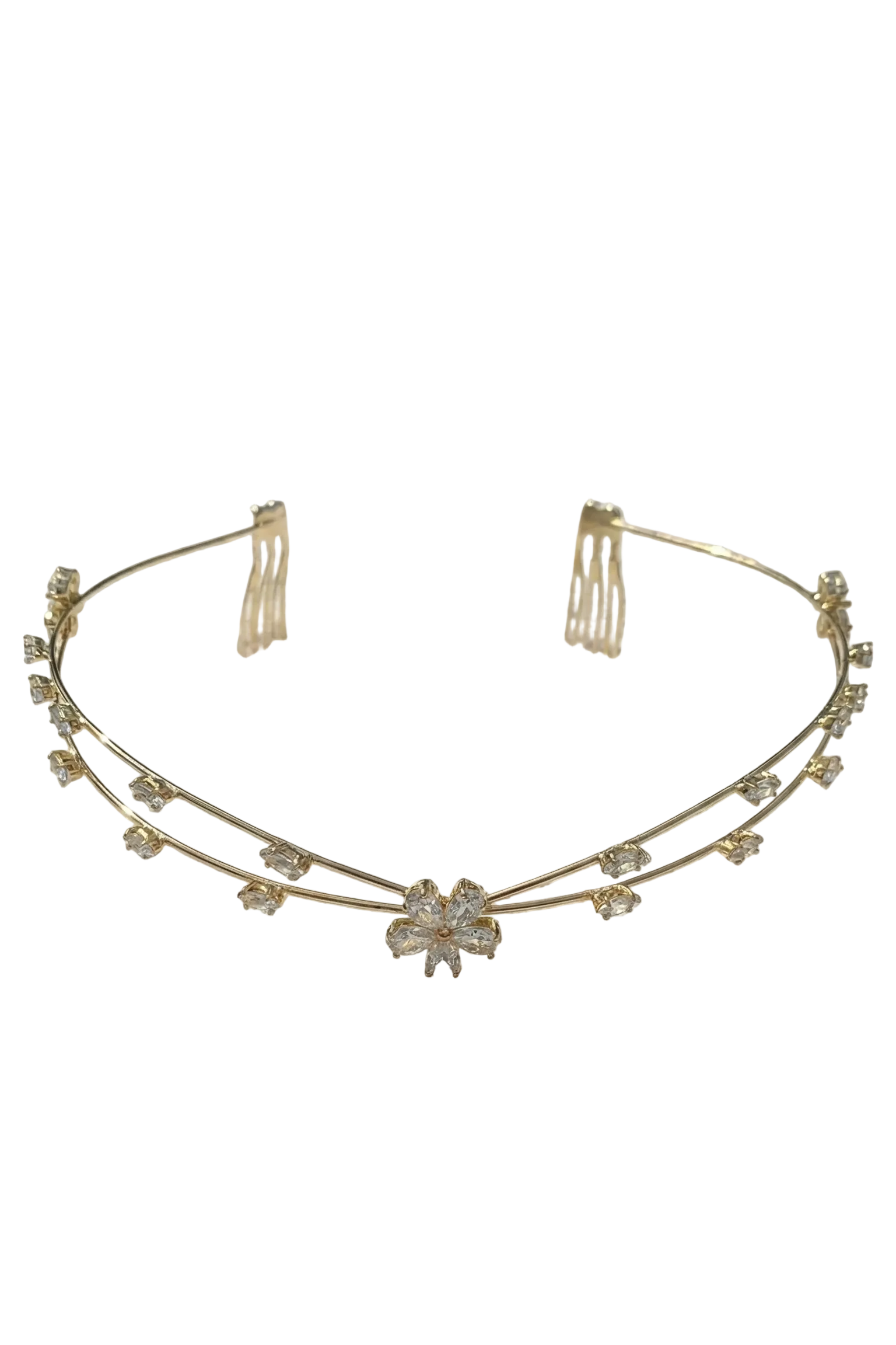 Gold Floral Hair Halo | Bridal Floral Hair Crown for Women | Wedding Hair Accessories
