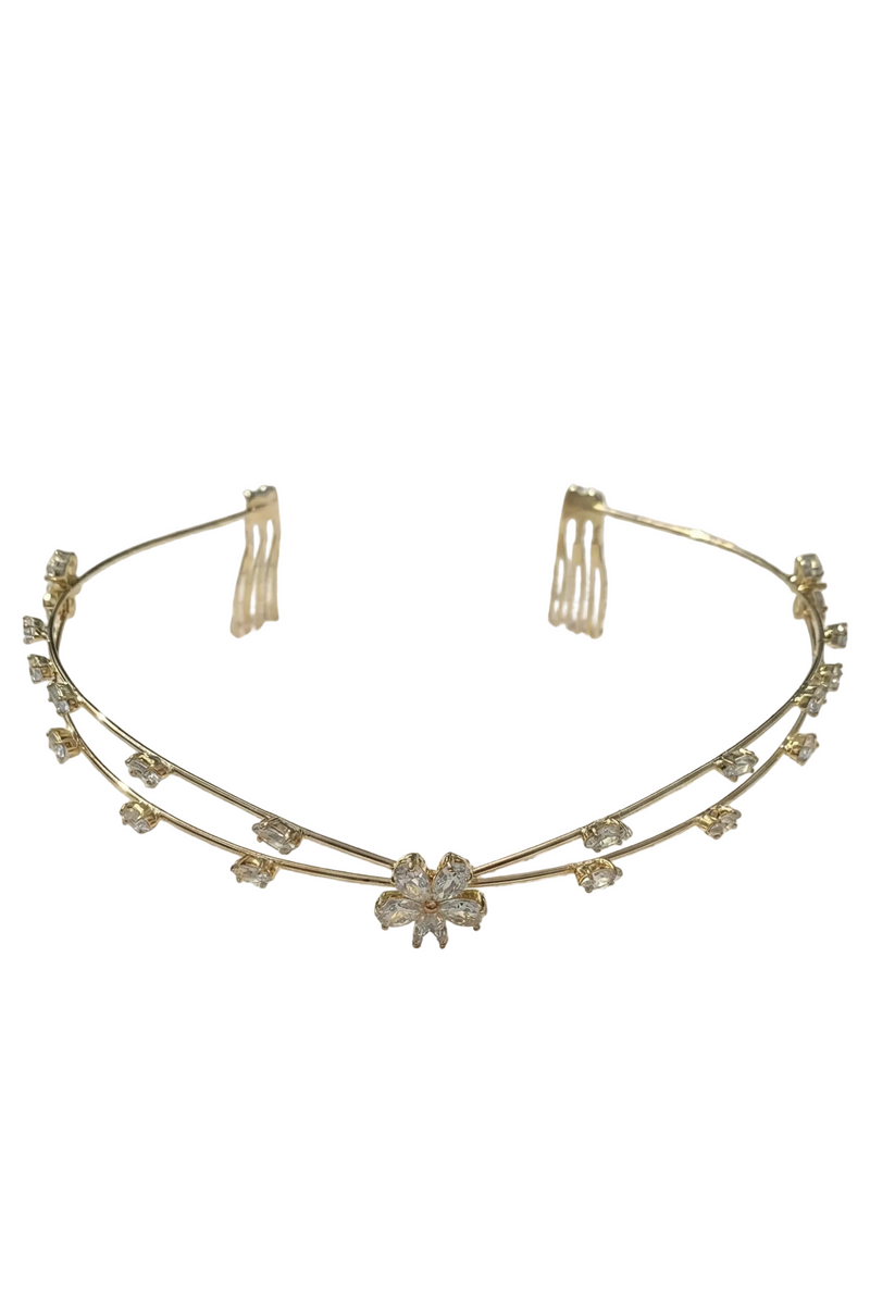 Gold Floral Hair Halo | Bridal Floral Hair Crown for Women | Wedding Hair Accessories