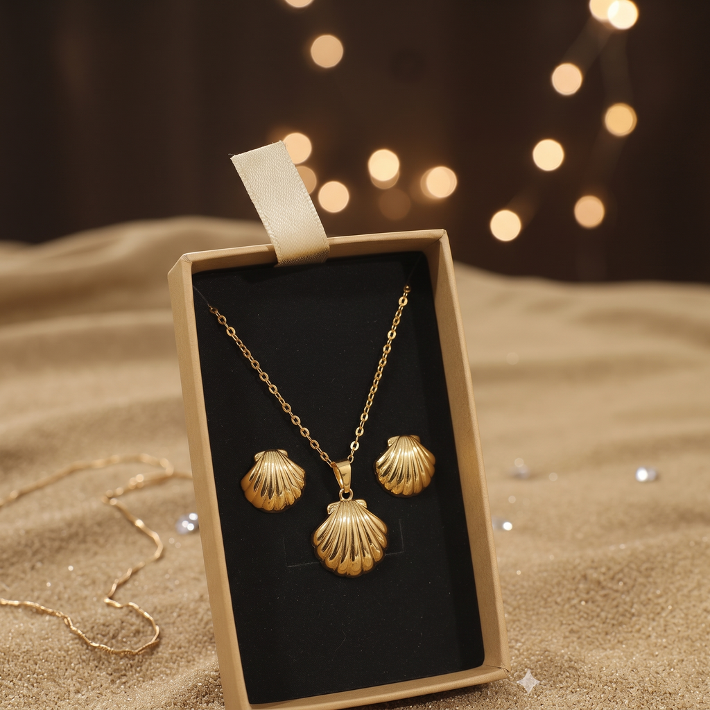 Gold Flower Necklace & Earrings Set | Floral Jewellery Set for Women