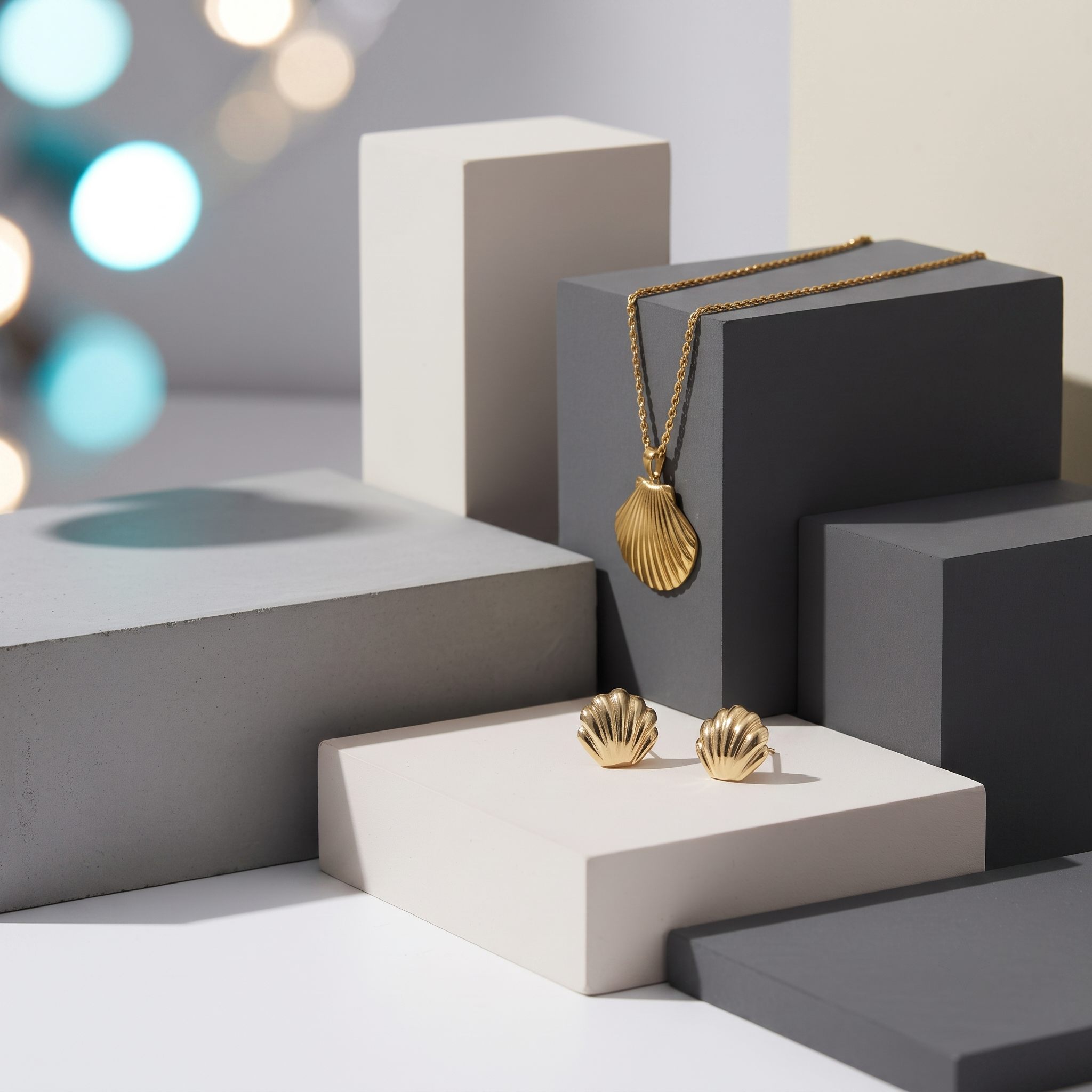 Gold Flower Necklace & Earrings Set | Floral Jewellery Set for Women