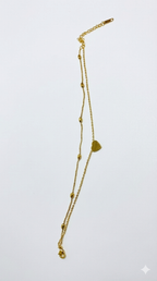 Gold Heart Charm Anklet for Women | Minimal Double Chain Anklet