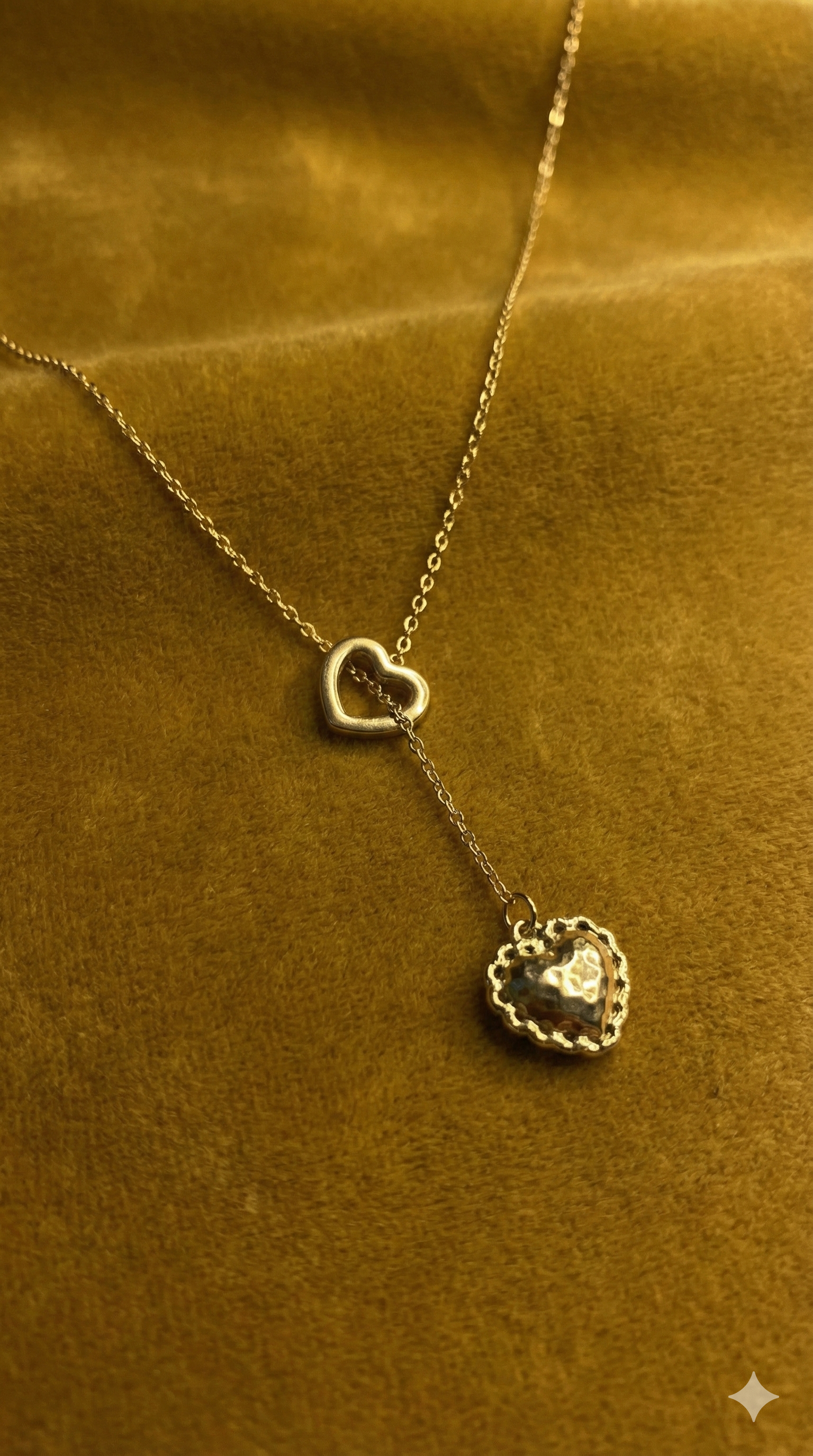 Gold Heart Drop Necklace