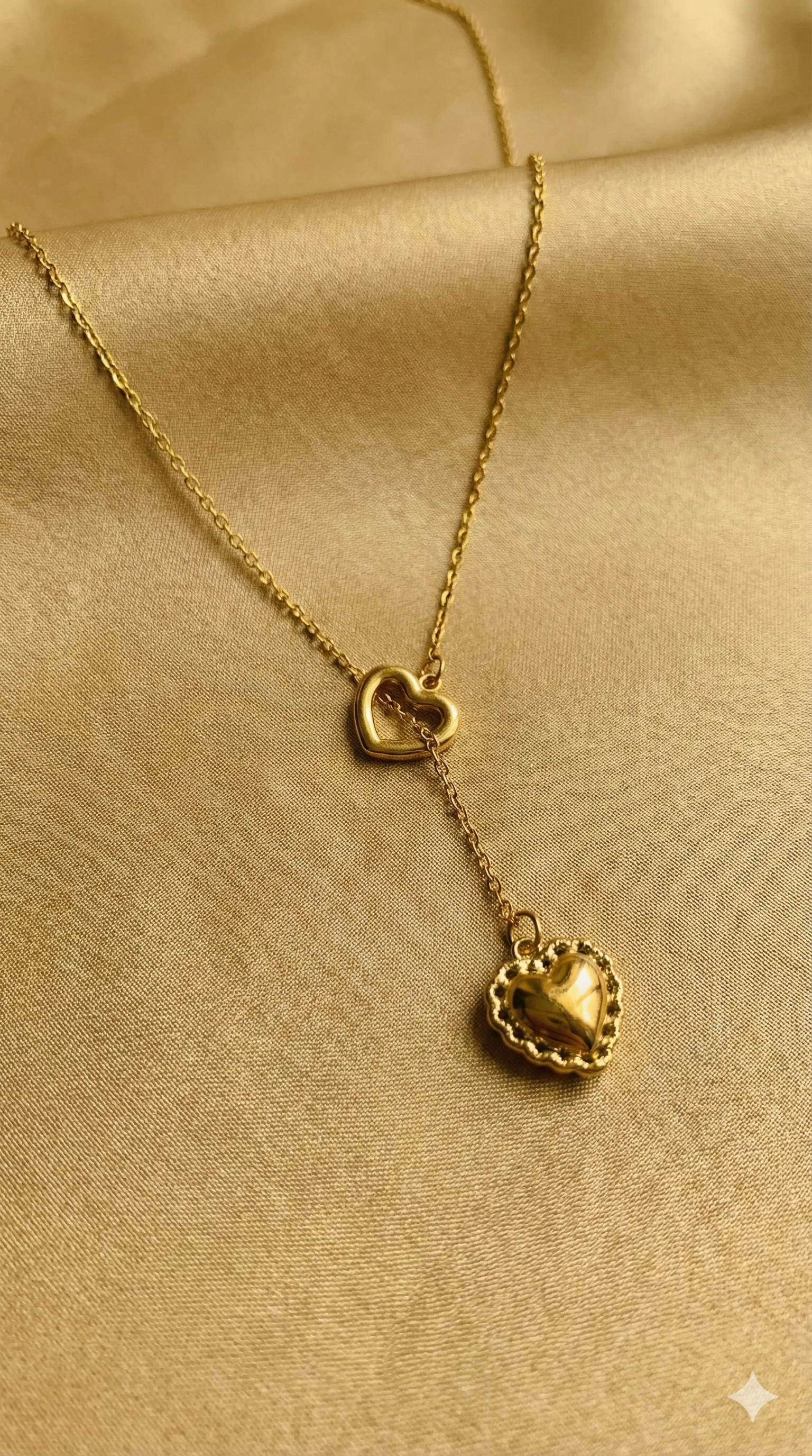 Gold Heart Drop Necklace