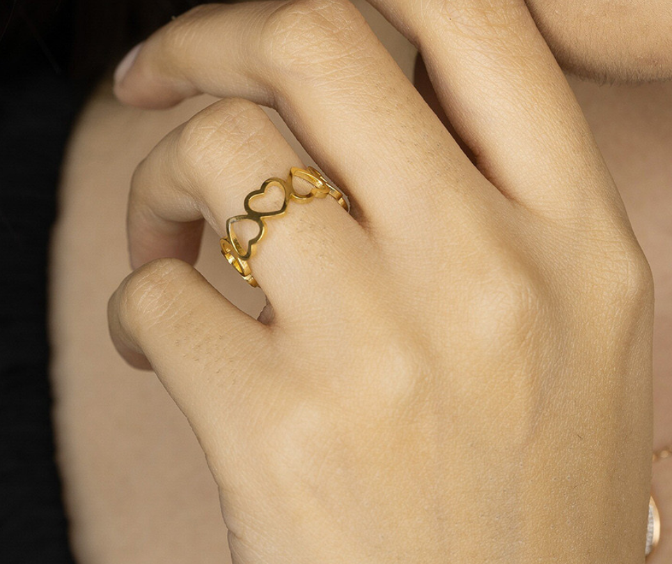 Gold-Plated Stainless Steel Heart Ring - ORYX TREND RingRomantic & Durable Gold-Plated Stainless Steel Heart RingDefault Title#