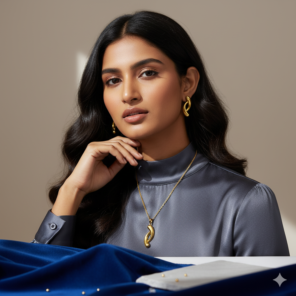 Gold Interlocking Link Jewelry Set - ORYX TREND Necklace SetCoordinated set featuring a necklace and matching stud earrings.Default Title#