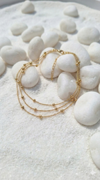 Gold Layered Beaded Anklet - Dainty Chain Summer Jewelry