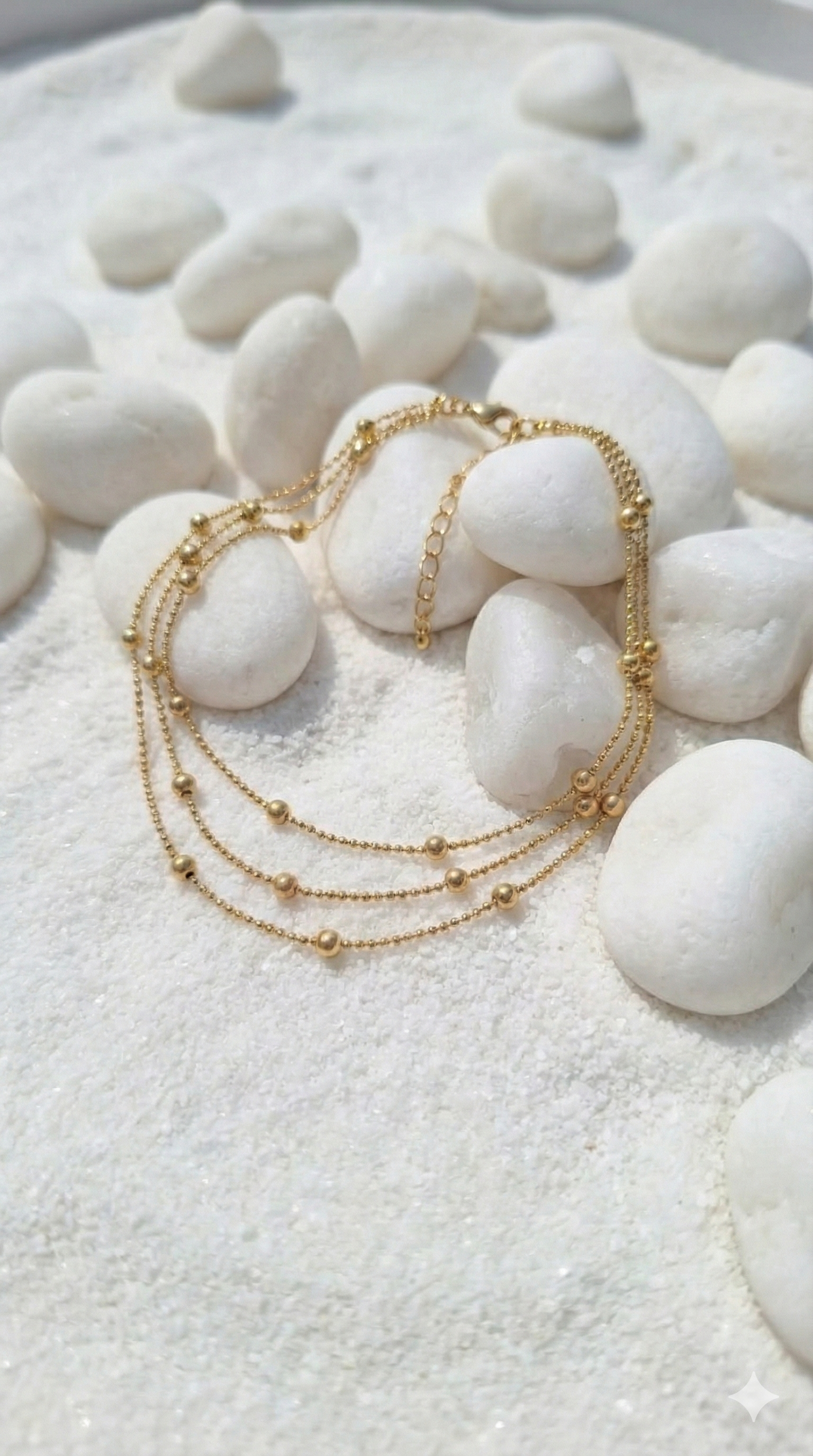 Gold Layered Beaded Anklet - Dainty Chain Summer Jewelry