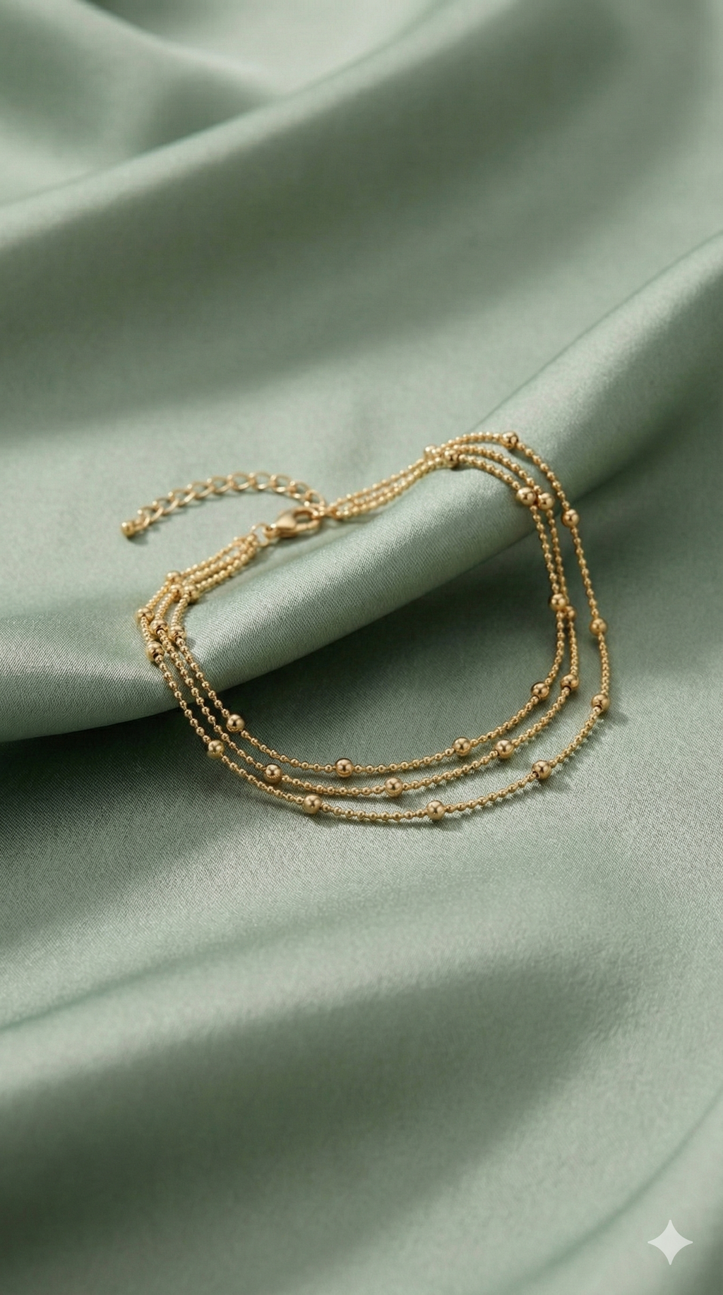 Gold Layered Beaded Anklet - Dainty Chain Summer Jewelry
