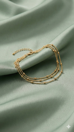 Gold Layered Beaded Anklet - Dainty Chain Summer Jewelry