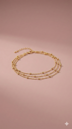 Gold Layered Beaded Anklet - Dainty Chain Summer Jewelry