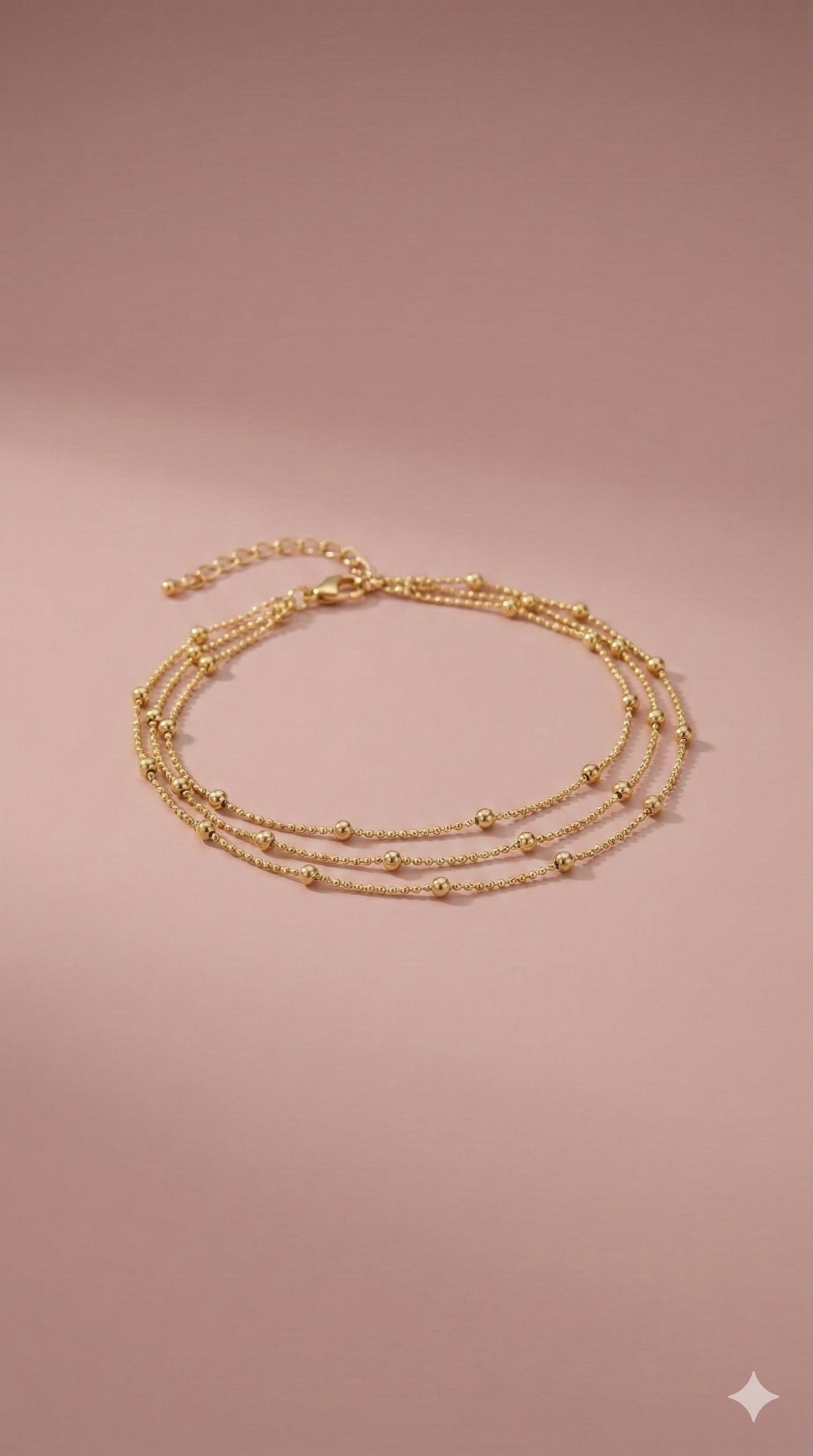 Gold Layered Beaded Anklet - Dainty Chain Summer Jewelry