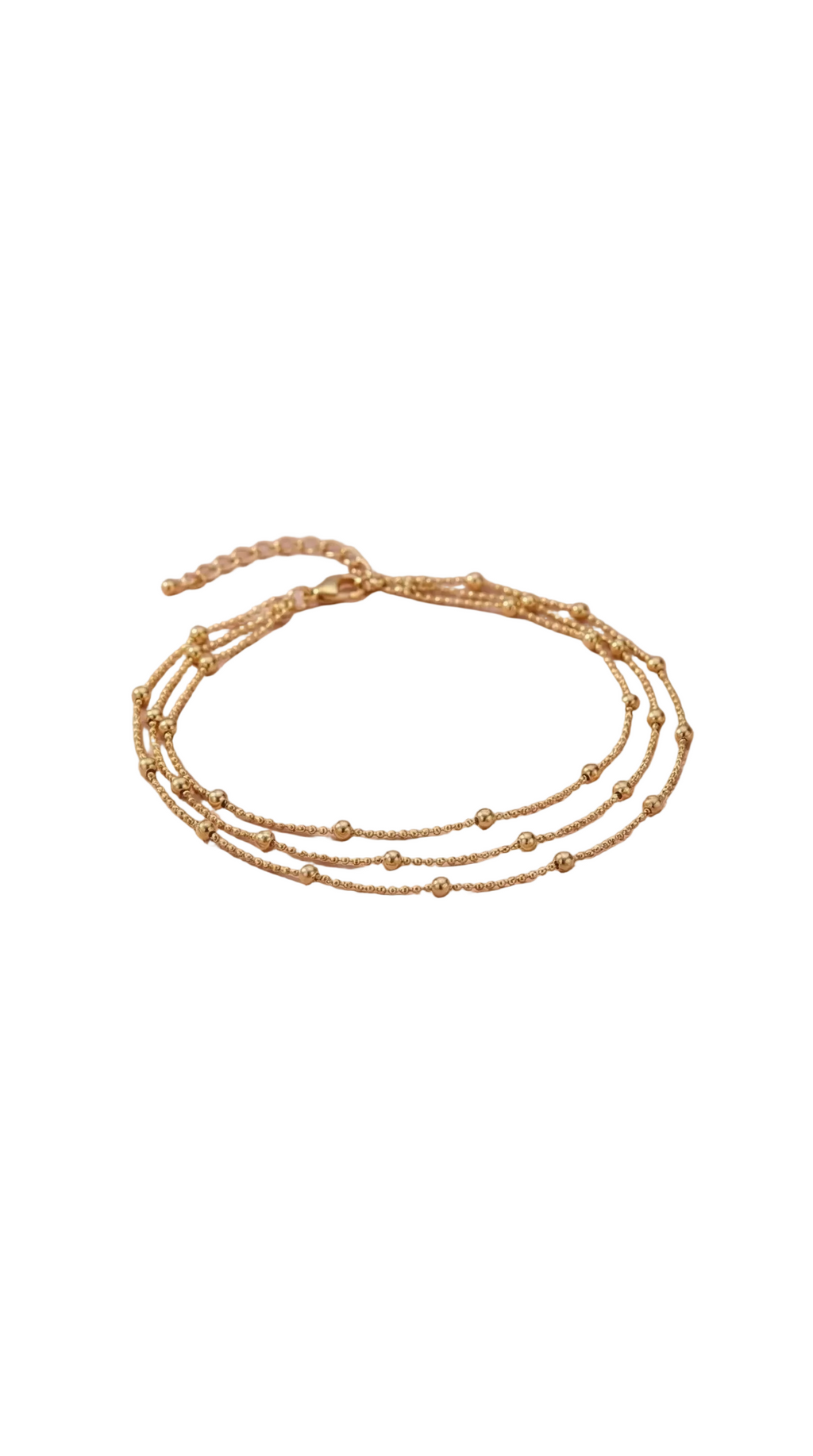 Gold Layered Beaded Anklet - Dainty Chain Summer Jewelry