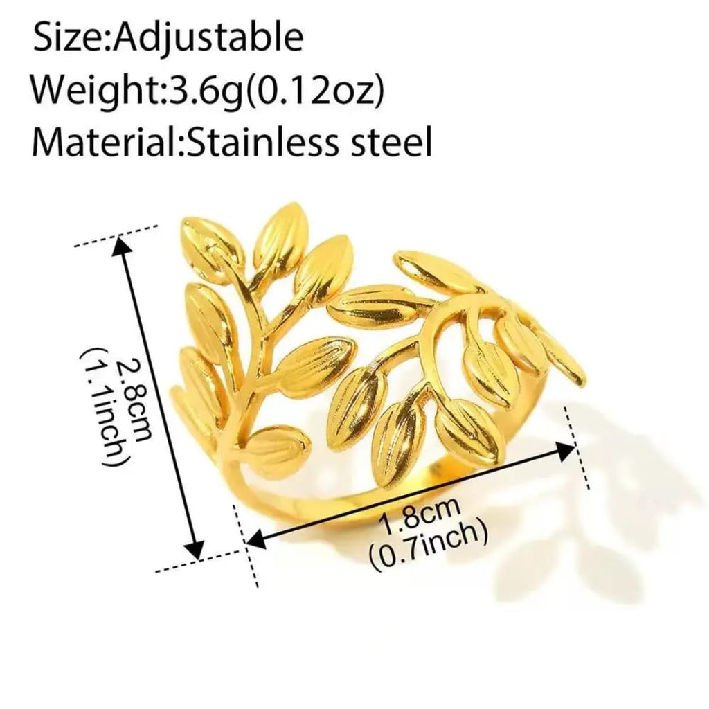 Gold Olive Leaf Wrap Ring - ORYX TREND RingDesign: Delicate gold ring crafted into two overlapping olive branches or laurel leaves.Default Title#