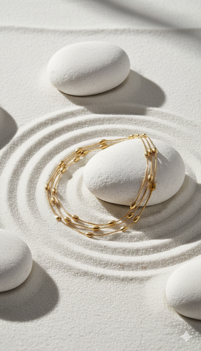 Gold Multi-Strand Seed Bead Anklet - Layered Chain Summer Jewelry