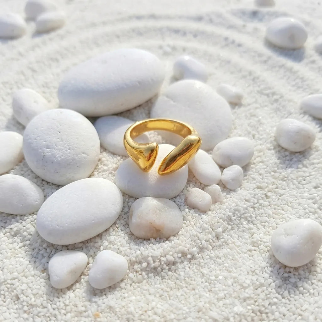 Gold Nugget Open Ring | Sculptural Statement Ring for Women | Adjustable Fashion Ring