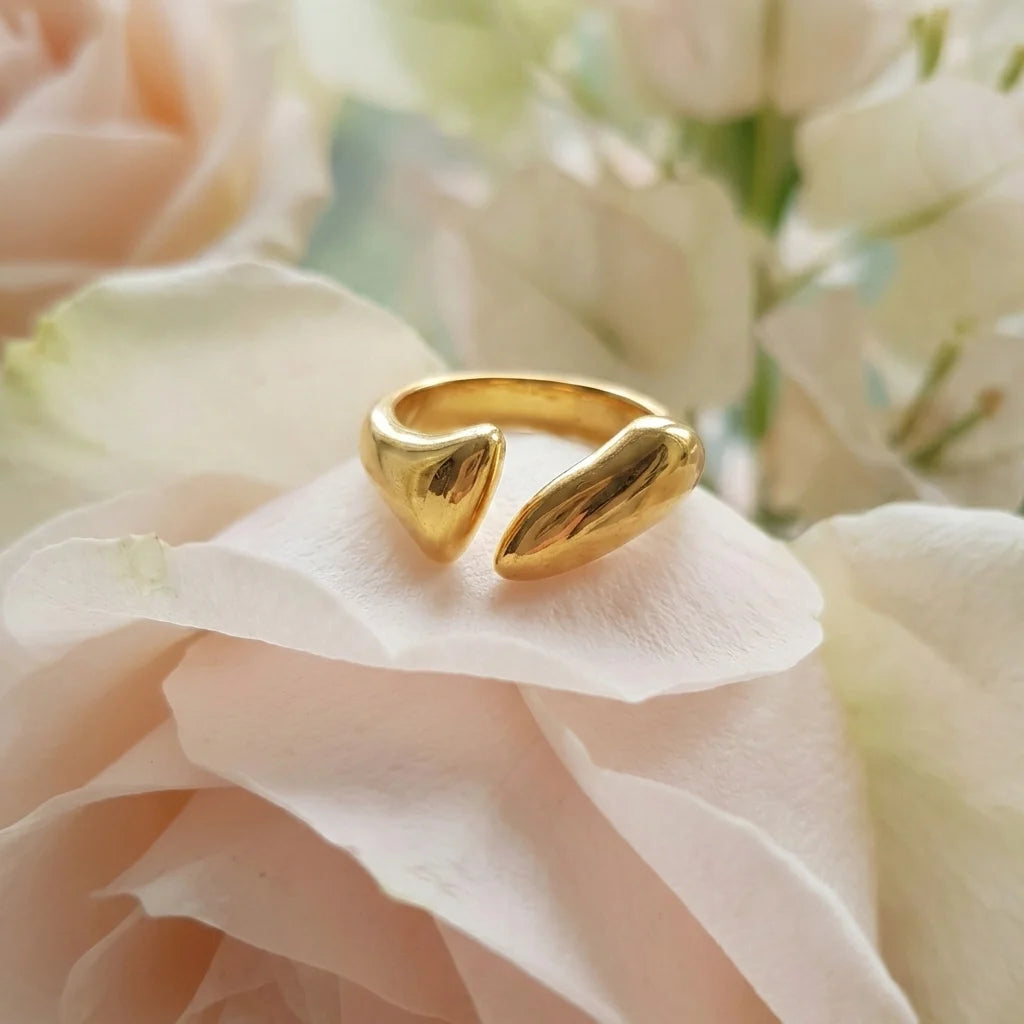 Gold Nugget Open Ring | Sculptural Statement Ring for Women | Adjustable Fashion Ring