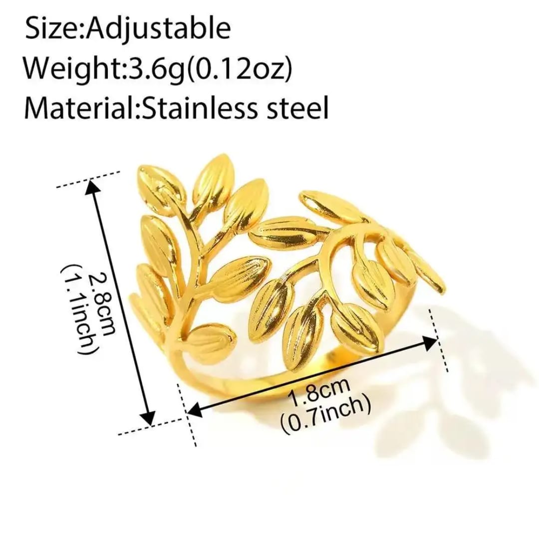 Gold Olive Leaf Wrap Ring - ORYX TREND RingDesign: Delicate gold ring crafted into two overlapping olive branches or laurel leaves.Default Title#