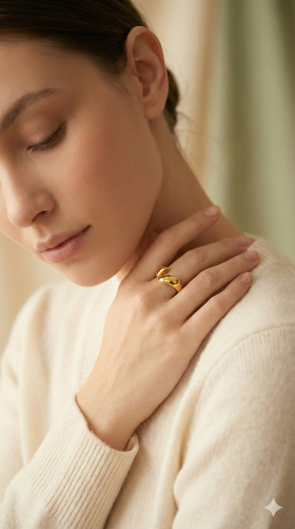 Gold Organic Nugget Open Ring - Sculptural Statement Jewelry - ORYX TREND RingEmbrace fluid design with the ORYX trend Gold Organic Nugget Open Ring. This stunning piece features two polished, abstract nugget shapes that almost touch, creating a dynamic, adjustable design. The smooth, high-shine gold finish gives it a luxurious, molten aesthetic. Perfect for those seeking bold yet sophisticated contemporary statement jewelry. Add this unique piece to your collection from ORYX trend.Default Title#