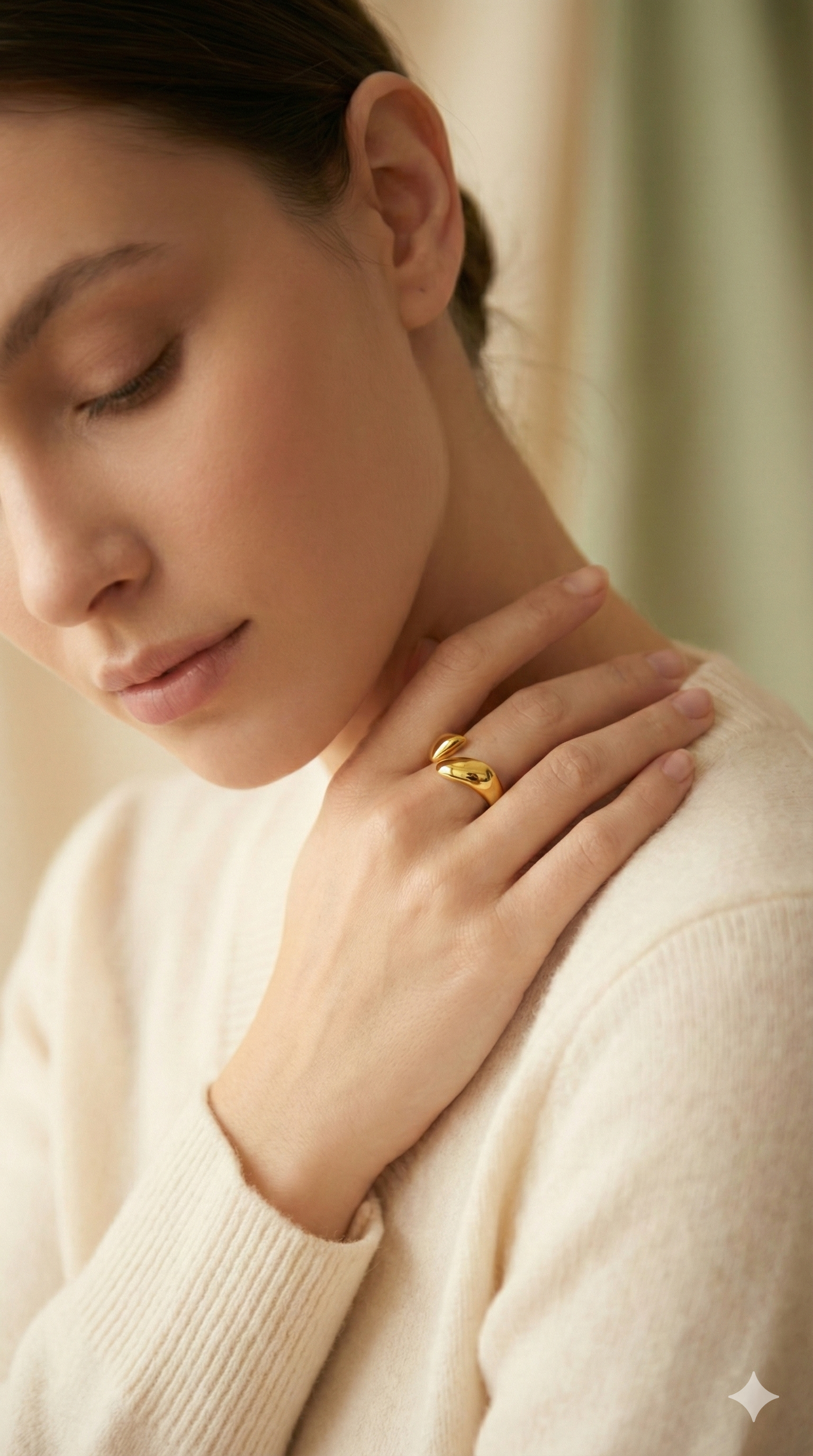 Gold Organic Nugget Open Ring - Sculptural Statement Jewelry - ORYX TREND RingEmbrace fluid design with the ORYX trend Gold Organic Nugget Open Ring. This stunning piece features two polished, abstract nugget shapes that almost touch, creating a dynamic, adjustable design. The smooth, high-shine gold finish gives it a luxurious, molten aesthetic. Perfect for those seeking bold yet sophisticated contemporary statement jewelry. Add this unique piece to your collection from ORYX trend.Default Title#