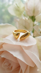 Gold Organic Nugget Open Ring - Sculptural Statement Jewelry - ORYX TREND RingEmbrace fluid design with the ORYX trend Gold Organic Nugget Open Ring. This stunning piece features two polished, abstract nugget shapes that almost touch, creating a dynamic, adjustable design. The smooth, high-shine gold finish gives it a luxurious, molten aesthetic. Perfect for those seeking bold yet sophisticated contemporary statement jewelry. Add this unique piece to your collection from ORYX trend.Default Title#