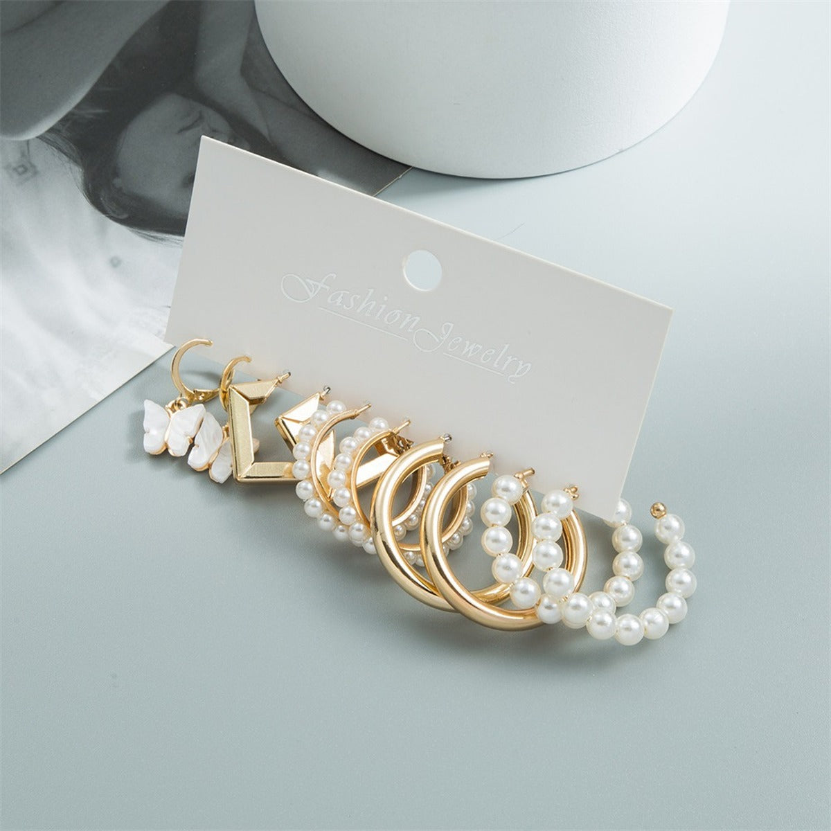 Gold, Pearl & 'LOVE' Hoop Earring Set - ORYX TREND EaringCollection: Set of six gold-toned earrings featuring trendy, romantic styles.Default Title#