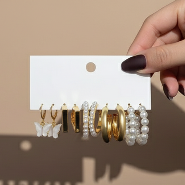 Gold, Pearl & 'LOVE' Hoop Earring Set - ORYX TREND EaringCollection: Set of six gold-toned earrings featuring trendy, romantic styles.Default Title#