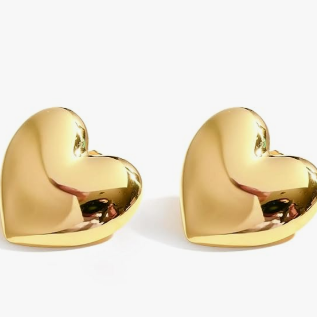 Bold Gold Puffy Heart Stud Earrings - ORYX TREND EaringChunky, polished gold heart stud earrings with a voluminous, domed design that offers a fun and romantic statement.Default Title#