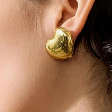 Bold Gold Puffy Heart Stud Earrings - ORYX TREND EaringChunky, polished gold heart stud earrings with a voluminous, domed design that offers a fun and romantic statement.Default Title#