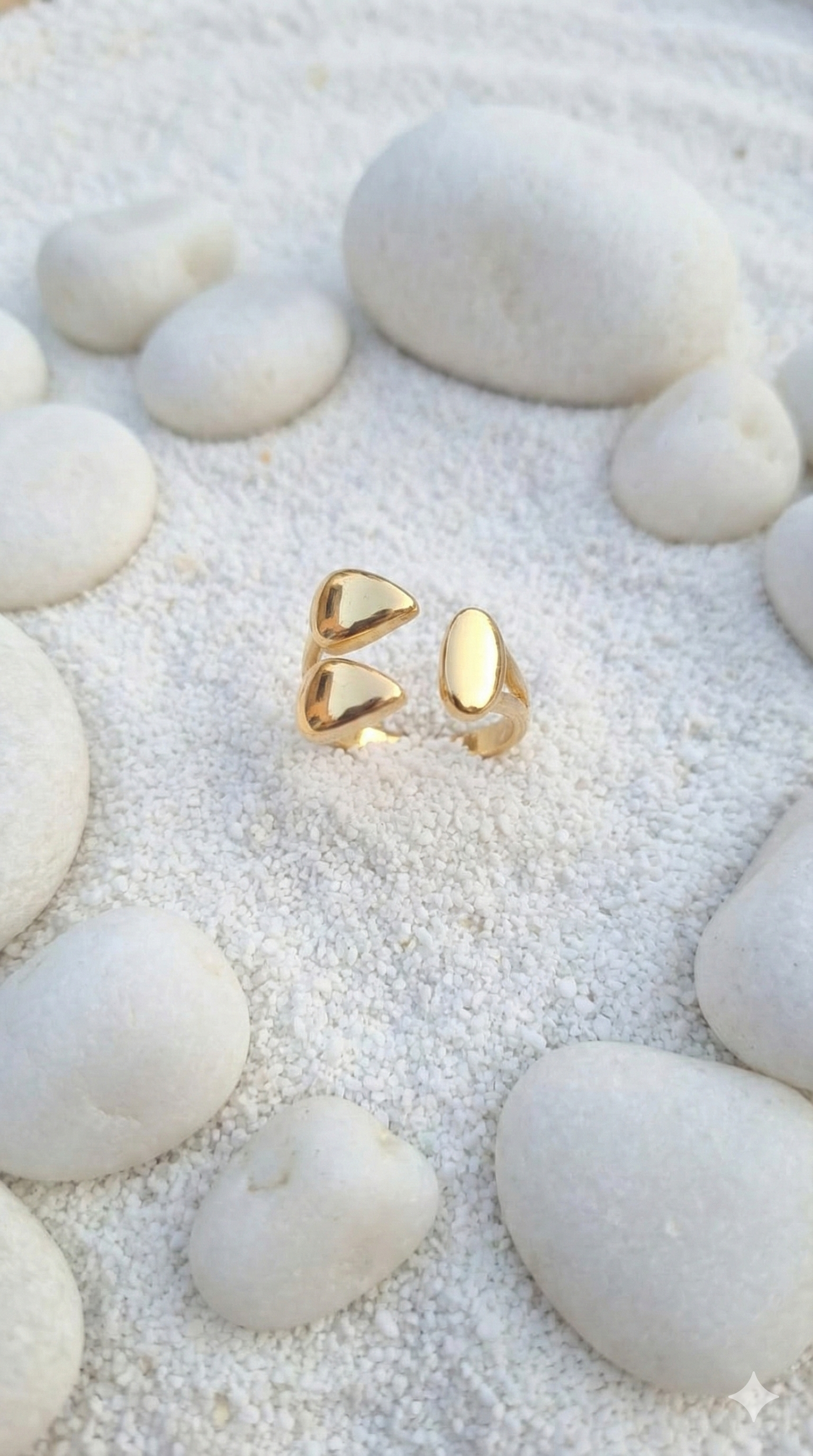Gold Ring Duo Set | Adjustable Stackable Ring Set | Open Band & Nugget Ring Combo