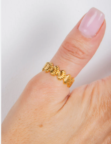 Gold Shell Ring | 18K Gold Plated Shell Ring for Women | Adjustable Beach Fashion Ring