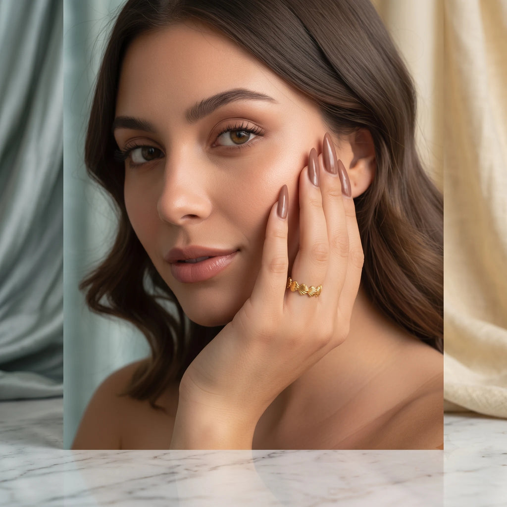 Gold Shell Ring | 18K Gold Plated Shell Ring for Women | Adjustable Beach Fashion Ring