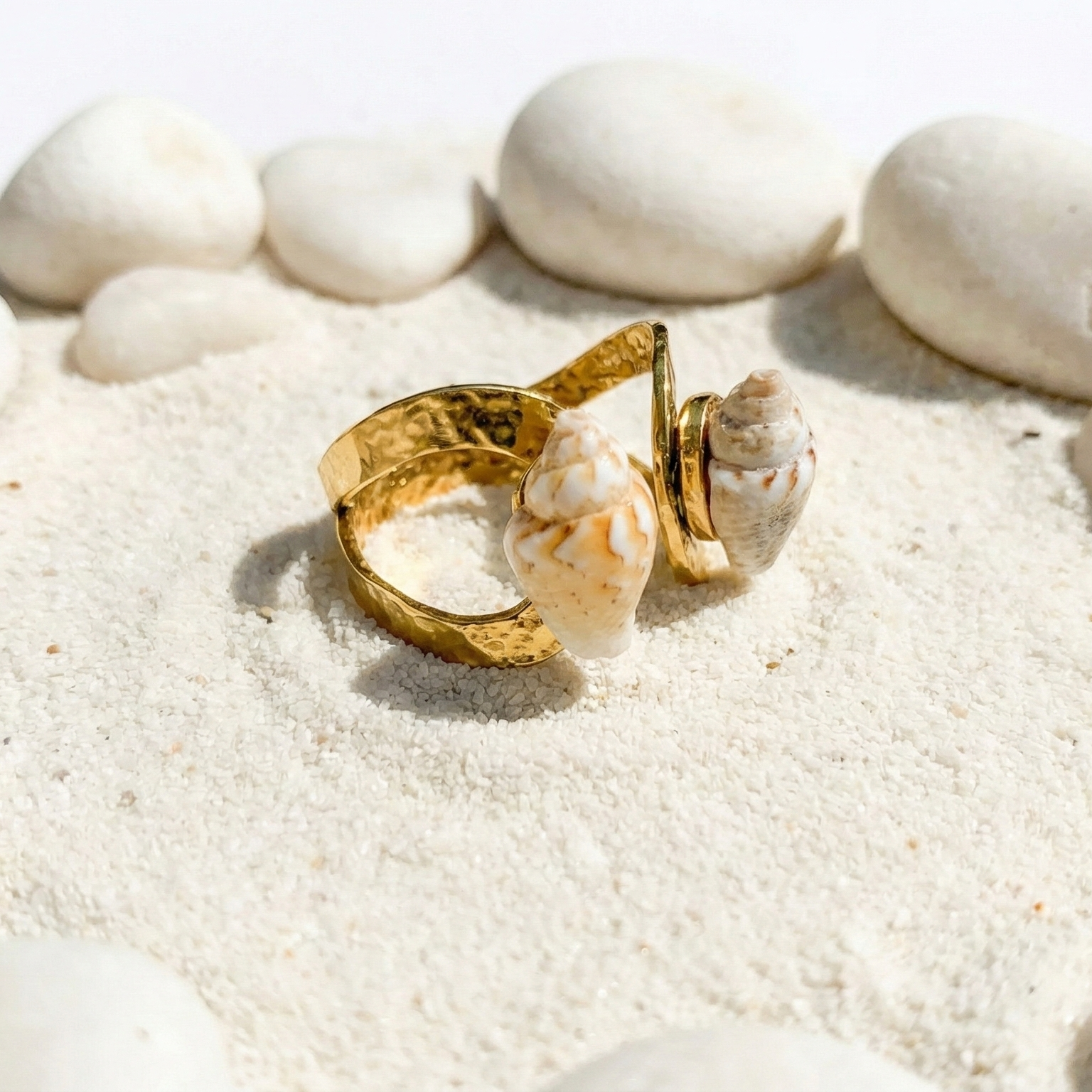 Gold Shell Statement Ring | Beach Inspired Ring for Women | Boho Fashion Ring