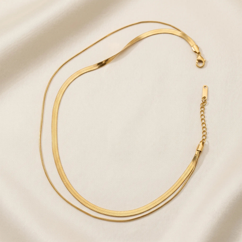 Gold Snake Chain Necklace | Minimal Layering Necklace for Women | Everyday Fashion Jewellery
