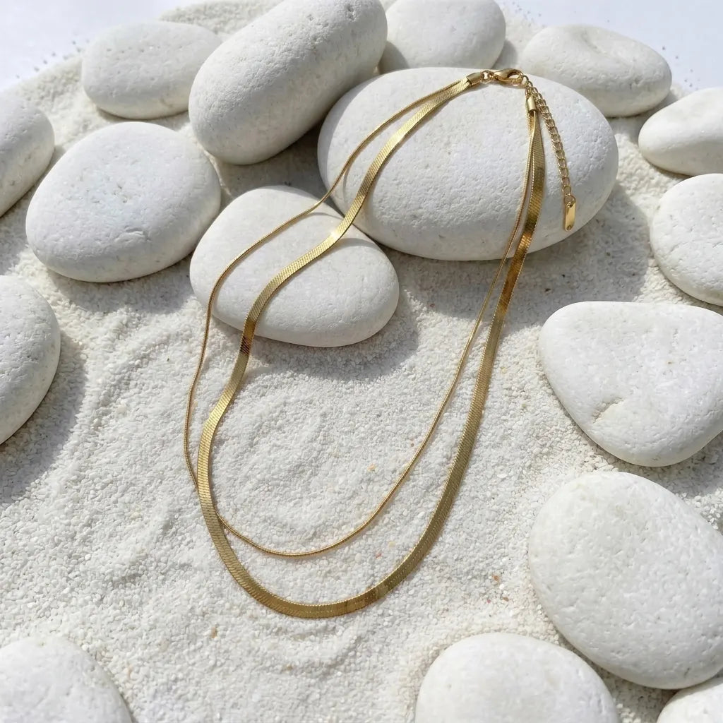 Gold Snake Chain Necklace | Minimal Layering Necklace for Women | Everyday Fashion Jewellery