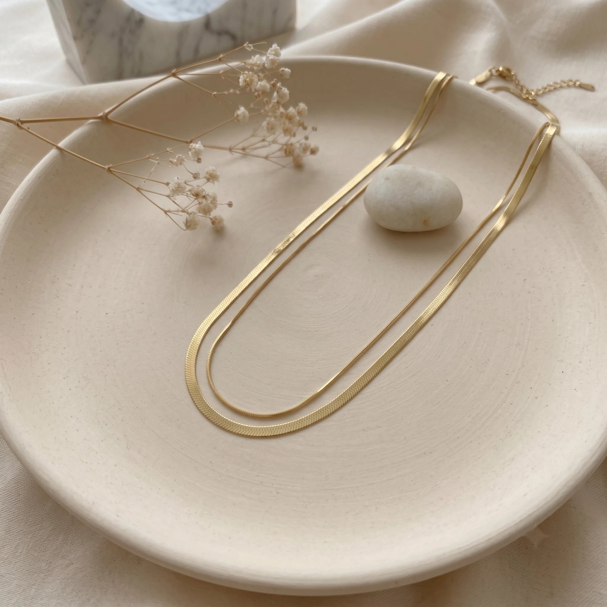Gold Snake Chain Necklace | Minimal Layering Necklace for Women | Everyday Fashion Jewellery