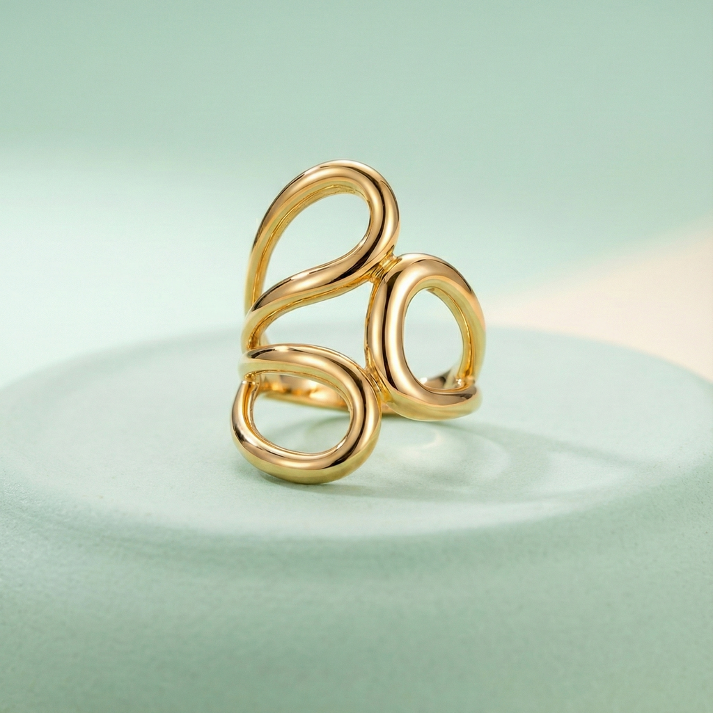 Gold Statement Knot Ring - Modern Minimalist Jewelry