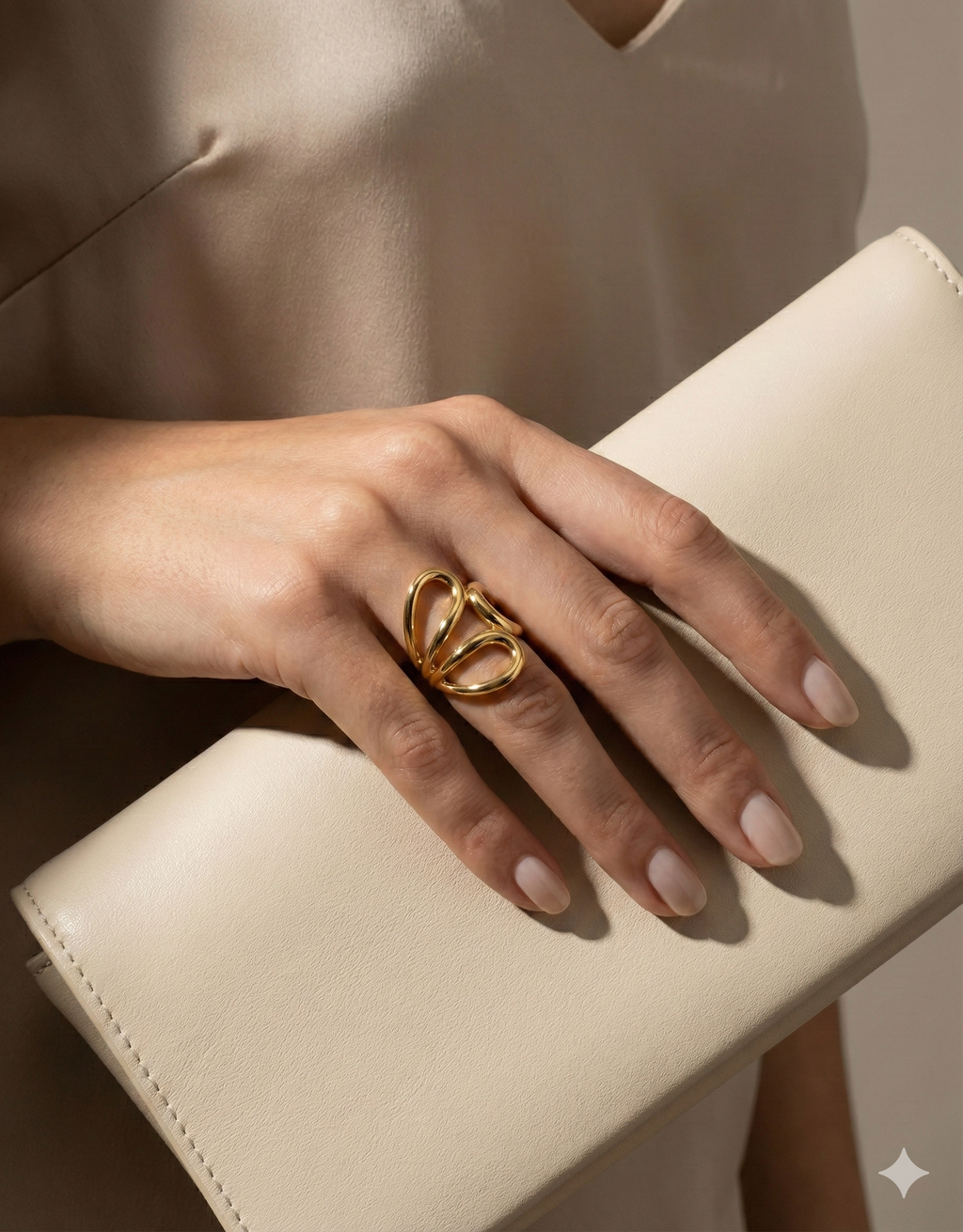 Gold Statement Knot Ring - Modern Minimalist Jewelry