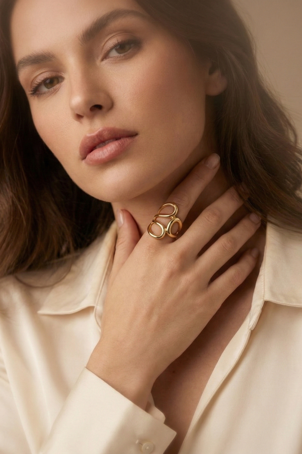 Gold Statement Knot Ring - Modern Minimalist Jewelry