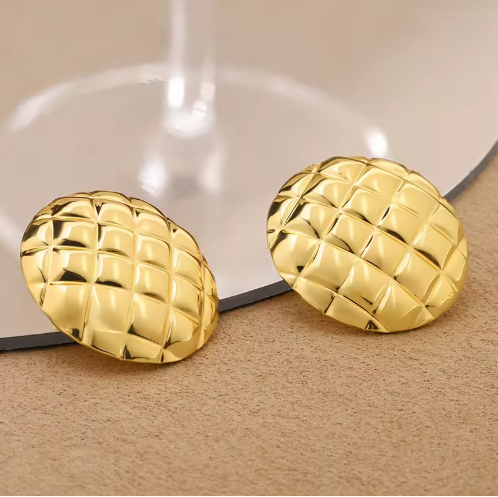 Gold-Toned Textured Round Stud Anti Tarnish Earring - ORYX TREND EaringGold-Toned Textured Round Stud Earrings – Anti-Tarnish, Minimal & Elegant .Default Title#