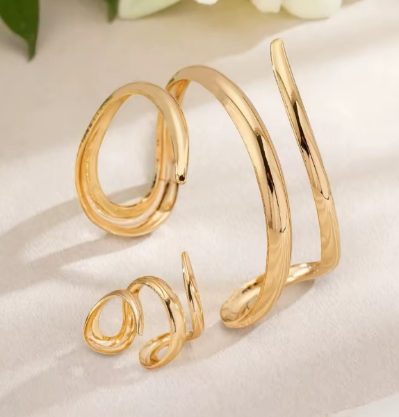 Gold Twist Bracelet & Ring Set | Snake Spiral Jewellery Set for Women