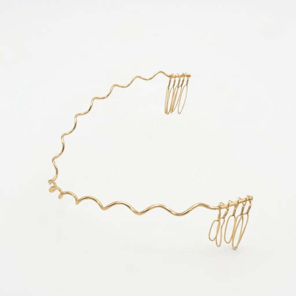 Gold Wave Hair Band | Elegant Slim Headband | Hair Accessories for Women