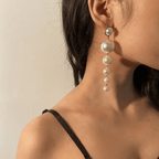 Graduated Faux Pearl Drop Earrings - ORYX TREND EaringDesign: Elegant long drop earrings featuring a cascade of graduated faux pearlsDefault Title#