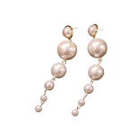 Graduated Faux Pearl Drop Earrings - ORYX TREND EaringDesign: Elegant long drop earrings featuring a cascade of graduated faux pearlsDefault Title#