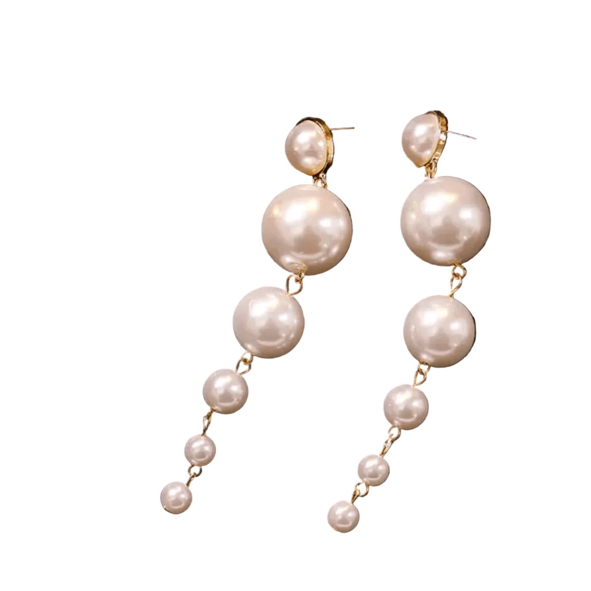 Graduated Faux Pearl Drop Earrings - ORYX TREND EaringDesign: Elegant long drop earrings featuring a cascade of graduated faux pearlsDefault Title#
