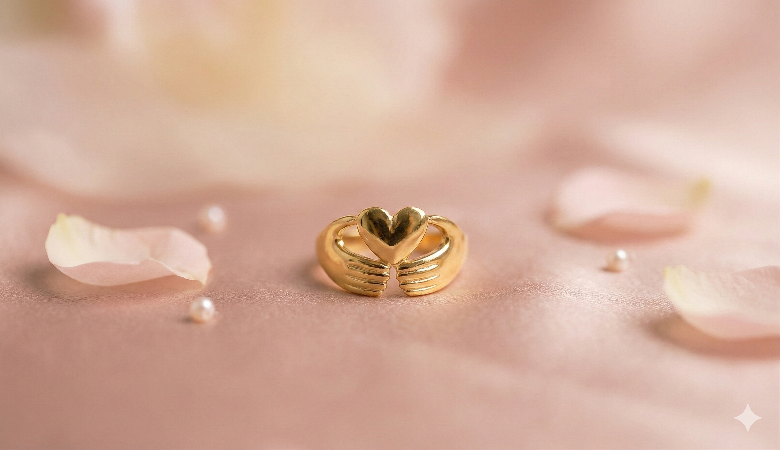 Interlocked Hands with Heart Ring