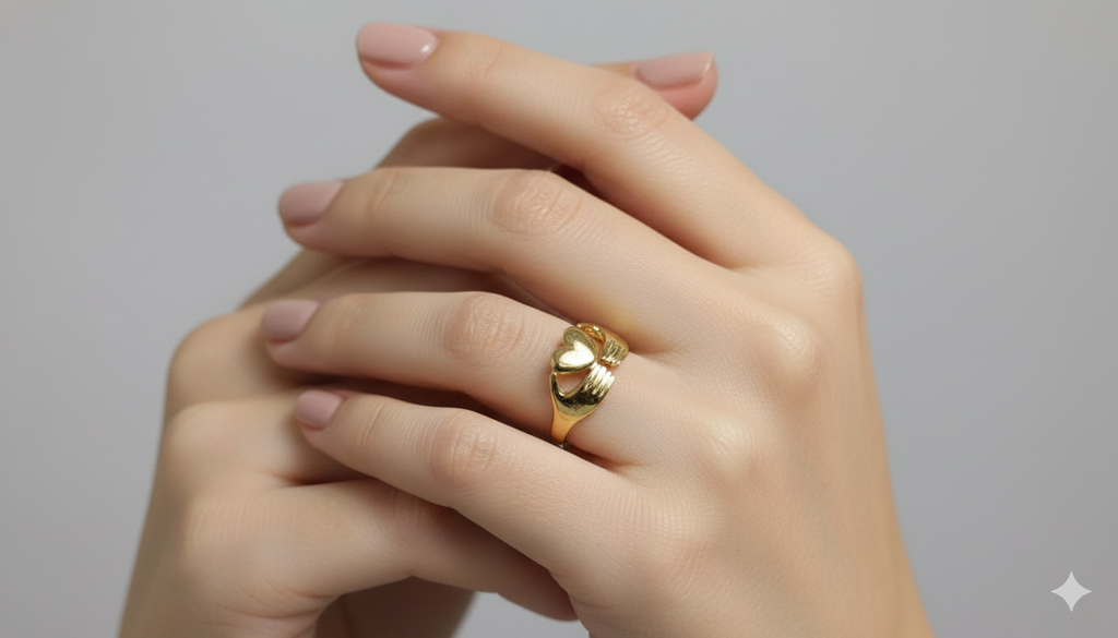 Interlocked Hands with Heart Ring