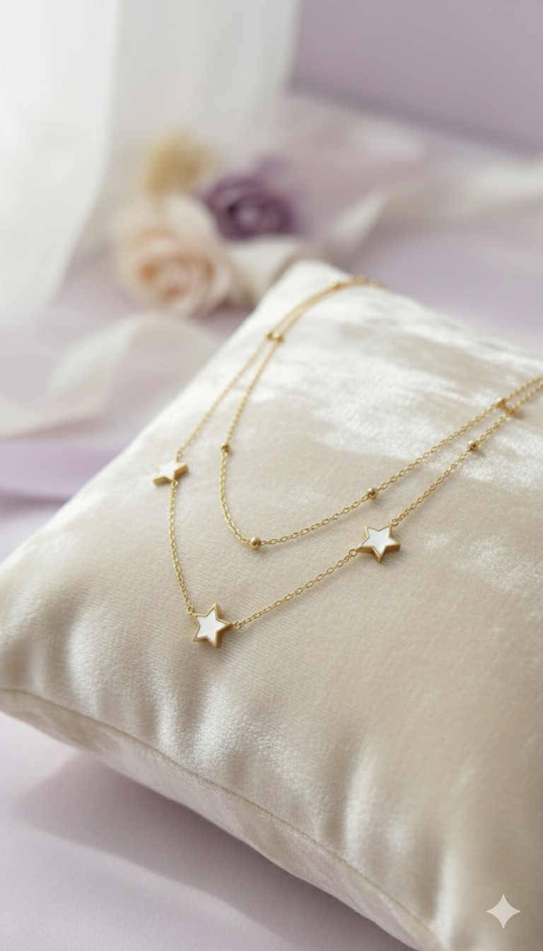 Layered Star Charm Necklace - Dainty Celestial Stacking