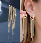 Long Tassel Drop Earrings - ORYX TREND EaringDesign: Elegant, extra-long waterfall-style earrings featuring multiple fine metal chainsDefault Title#