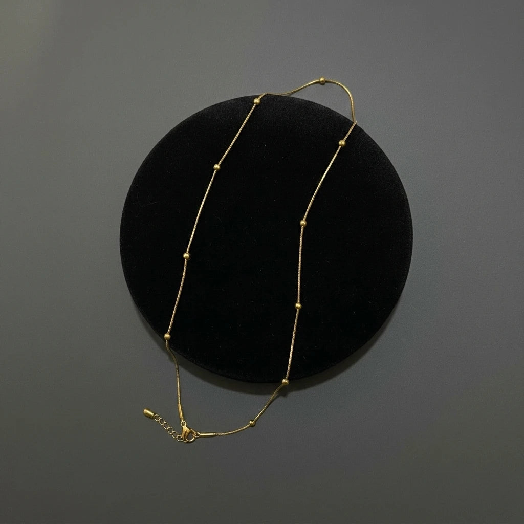 Minimal Gold Beaded Necklace | Gold Bead Chain Necklace for Women