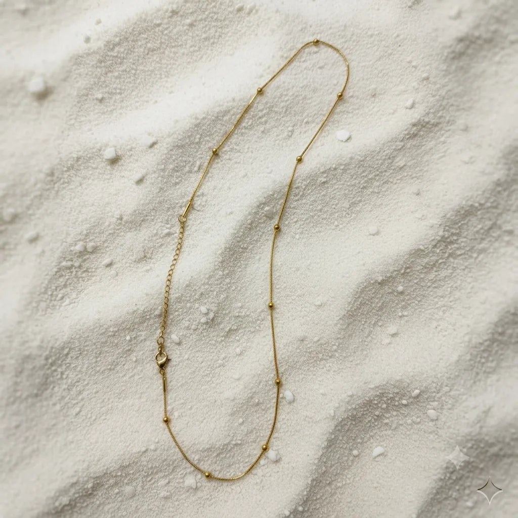 Minimal Gold Beaded Necklace | Gold Bead Chain Necklace for Women